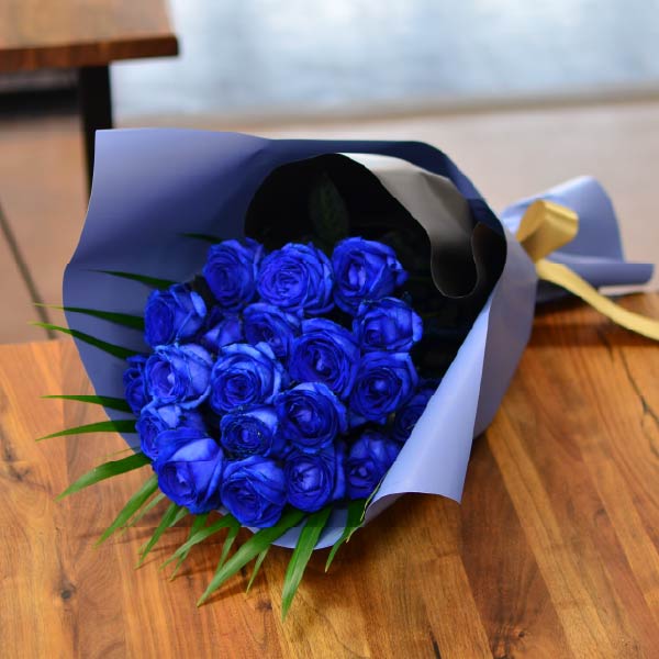 青いバラ20本の花束