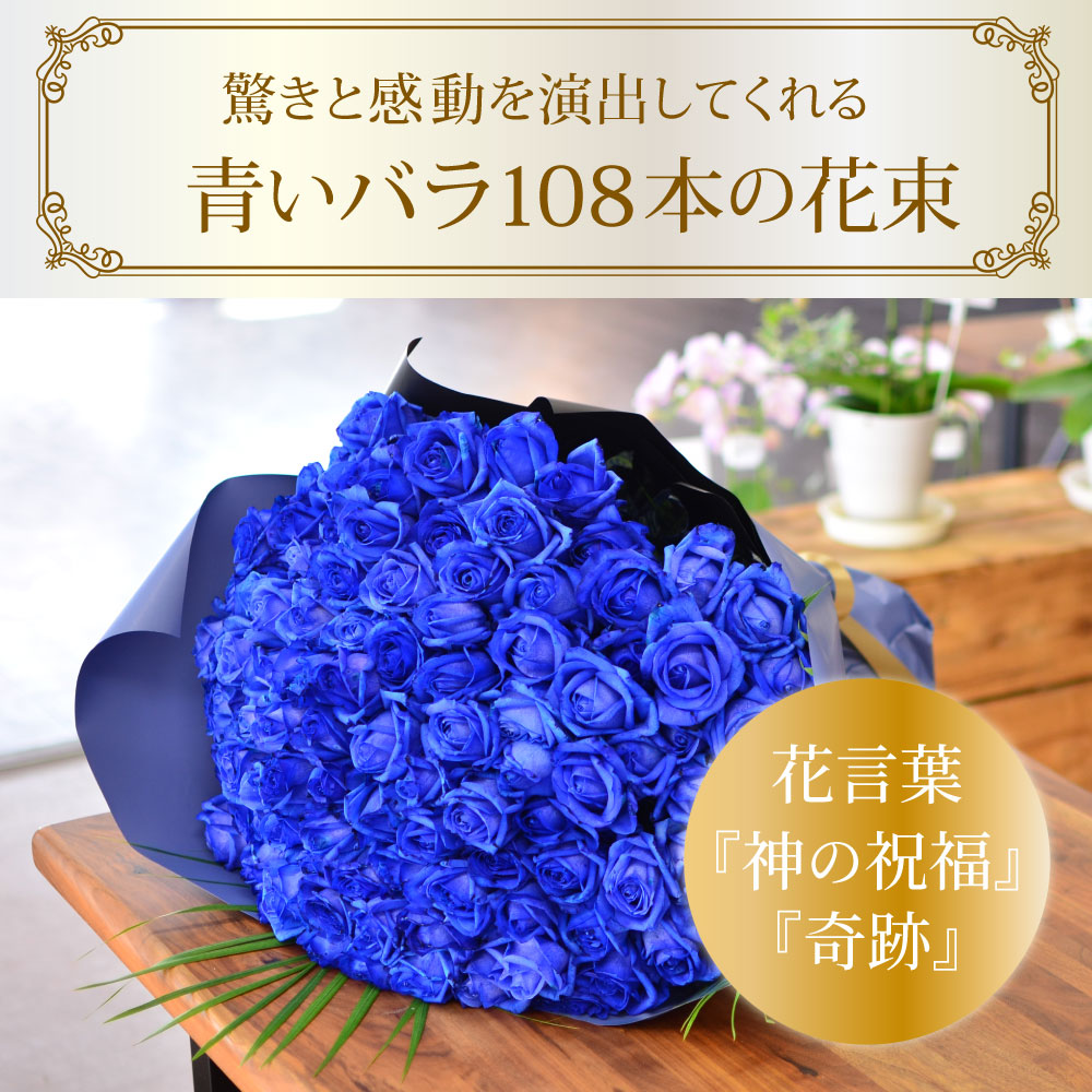 青バラ108本の花束