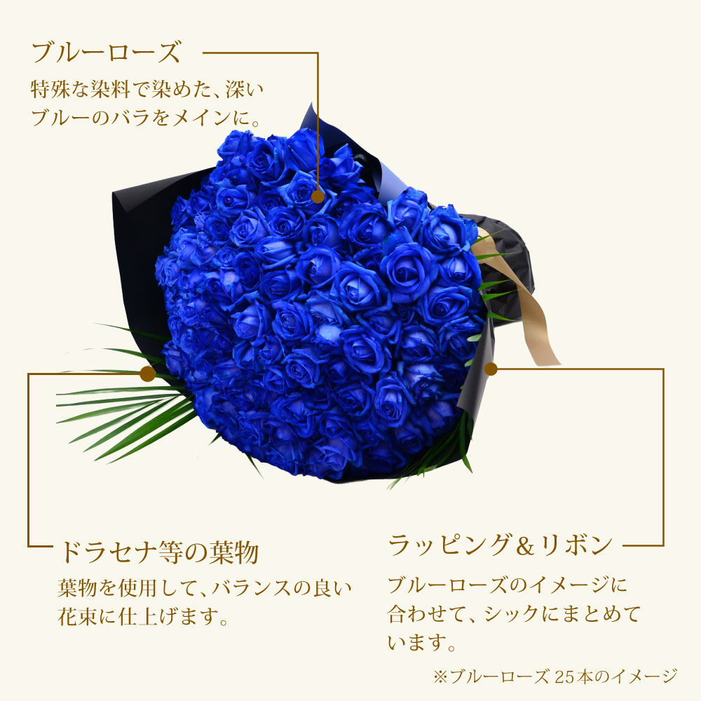 青いバラ108本の花束 | 花工房エーデルワイス