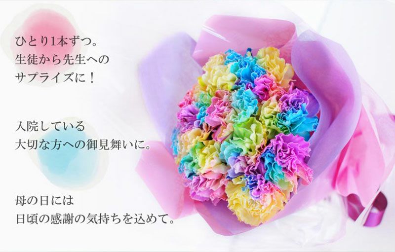 母の日 2023 レインボーカーネーション10本のブーケ