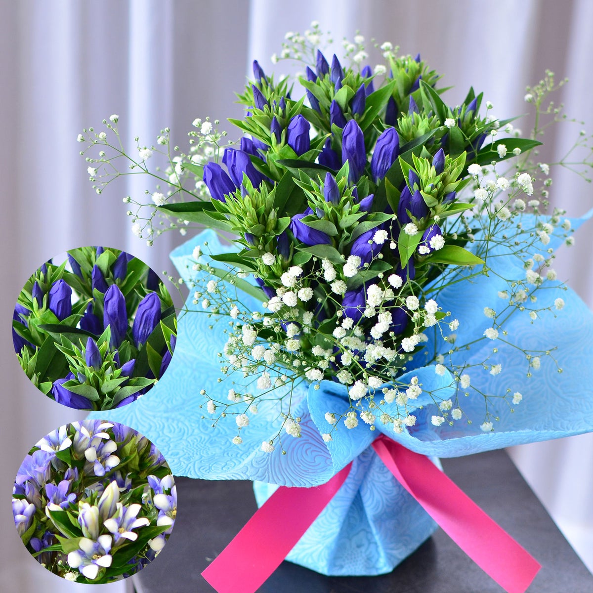 花 記念日 各種お祝いに 花ギフト 花のプレゼント そのまま飾れる不思議なブーケ リンドウのブーケ