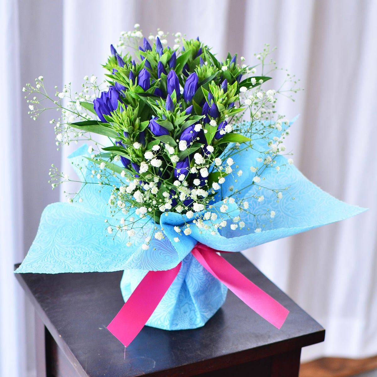 花 記念日 各種お祝いに 花ギフト 花のプレゼント そのまま飾れる不思議なブーケ リンドウのブーケ