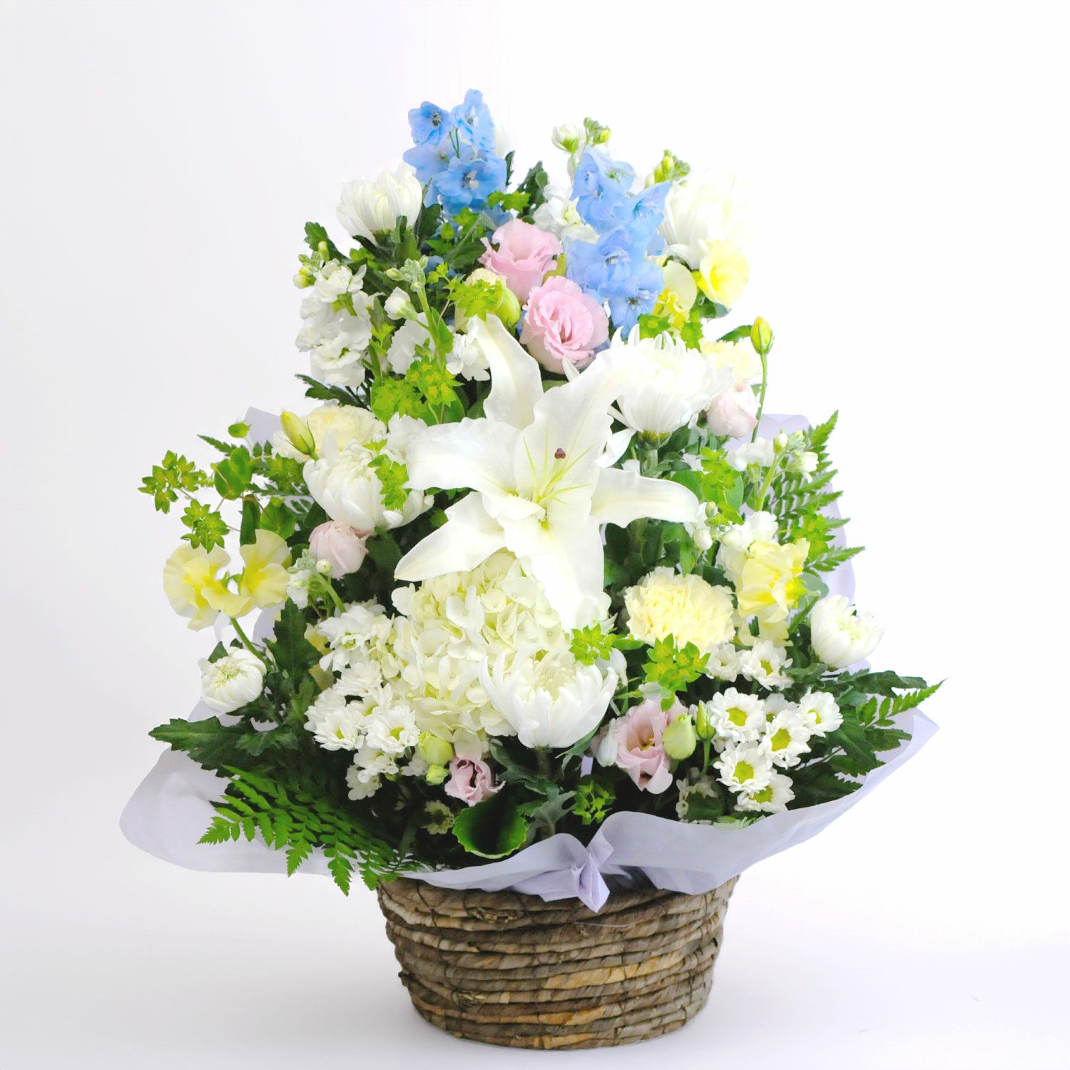 百合のお供え花アレンジメントLサイズ | 花工房エーデルワイス