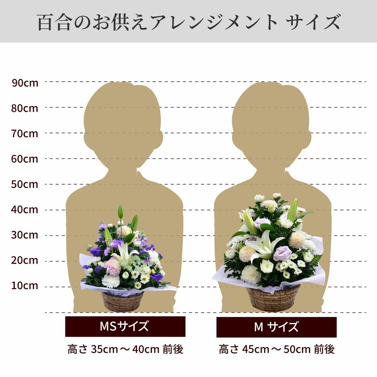 百合のお供えアレンジメント２Lサイズ