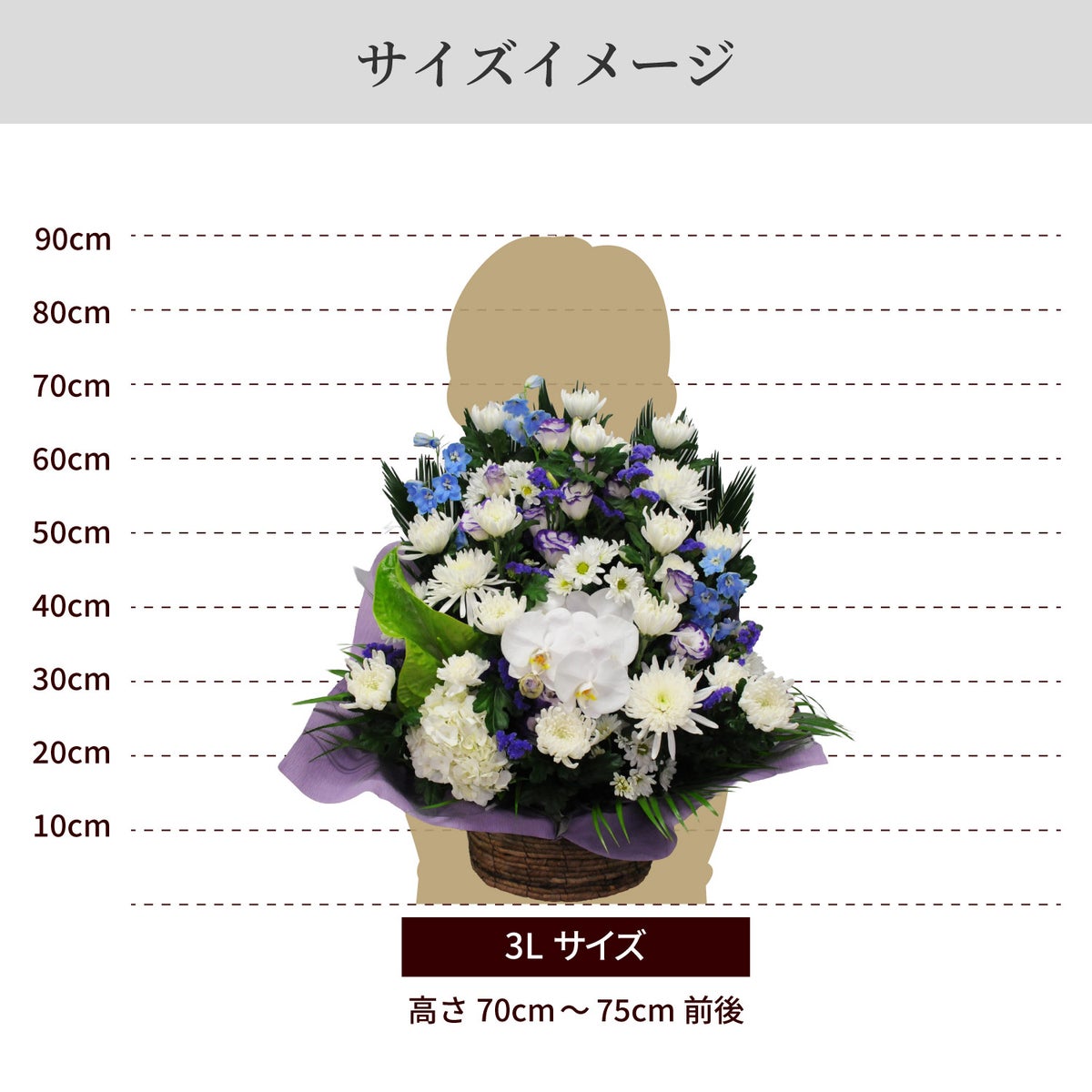 蘭のお供えアレンジメント３Lサイズ